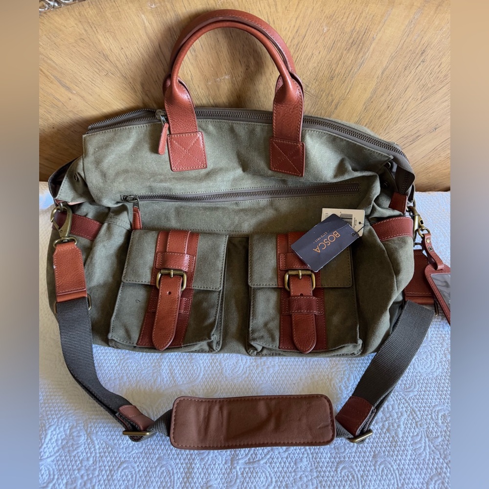 NWT BOSCA CORRESPONDENT EXCURSION BAG 18" CARRY-ON CANVAS SATCHEL